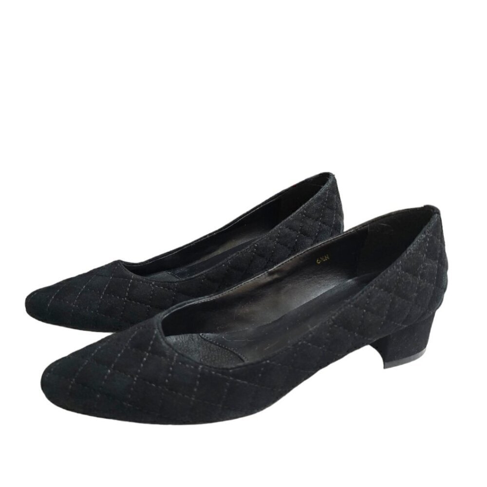 Vaneli Black April Pump Quilted Suede Sz 6.5N